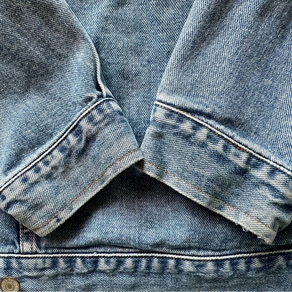 Vintage 90s Eddie Bauer Men’s Denim Jacket Size M Blue Trucker Style - Picture 10 of 11